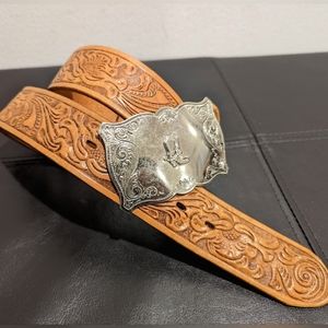 Vintage Genuine Leather Western Rodeo Belt Cowboy boots buckle